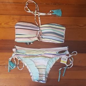 NWT Bar III horizontal striped bandeu bikini size medium